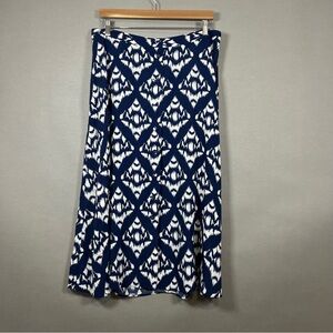 Talbots Blue Ikat Print Viscose A Line Skirt